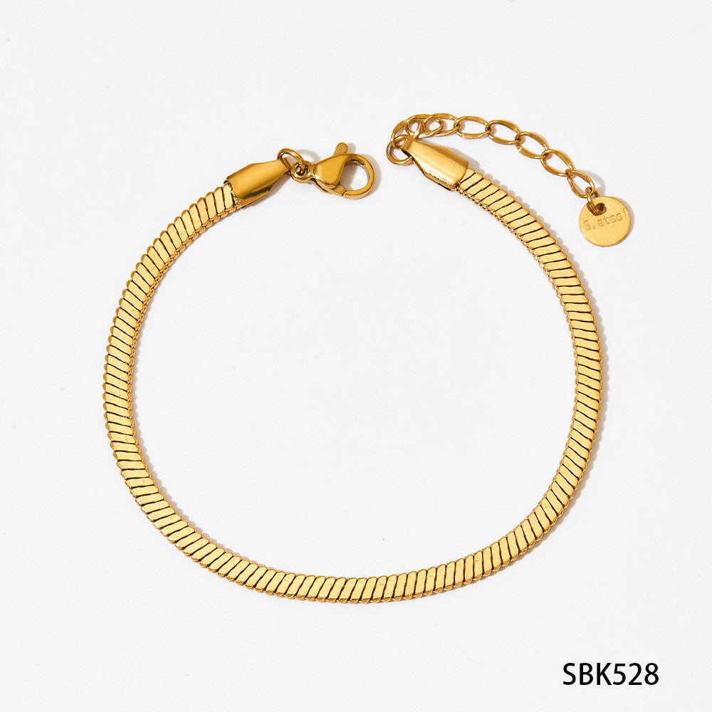 Stackable Irregular Texture Heart Jewelry Set Stainless Steel Vacuum Plating Non-Fading Autumn Winter Bracelet Bangle