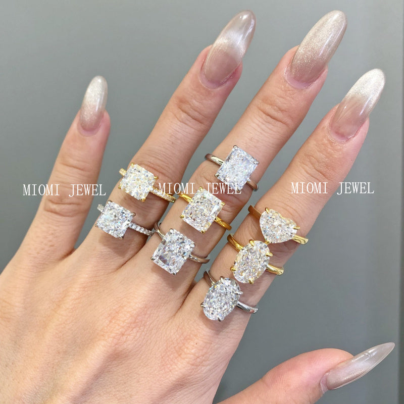 S925 Sterling Silver Ring for Women 8A Ice Flower Cut Zircon Inlaid Geometric Heart High-end Feel Women's Jewelry
