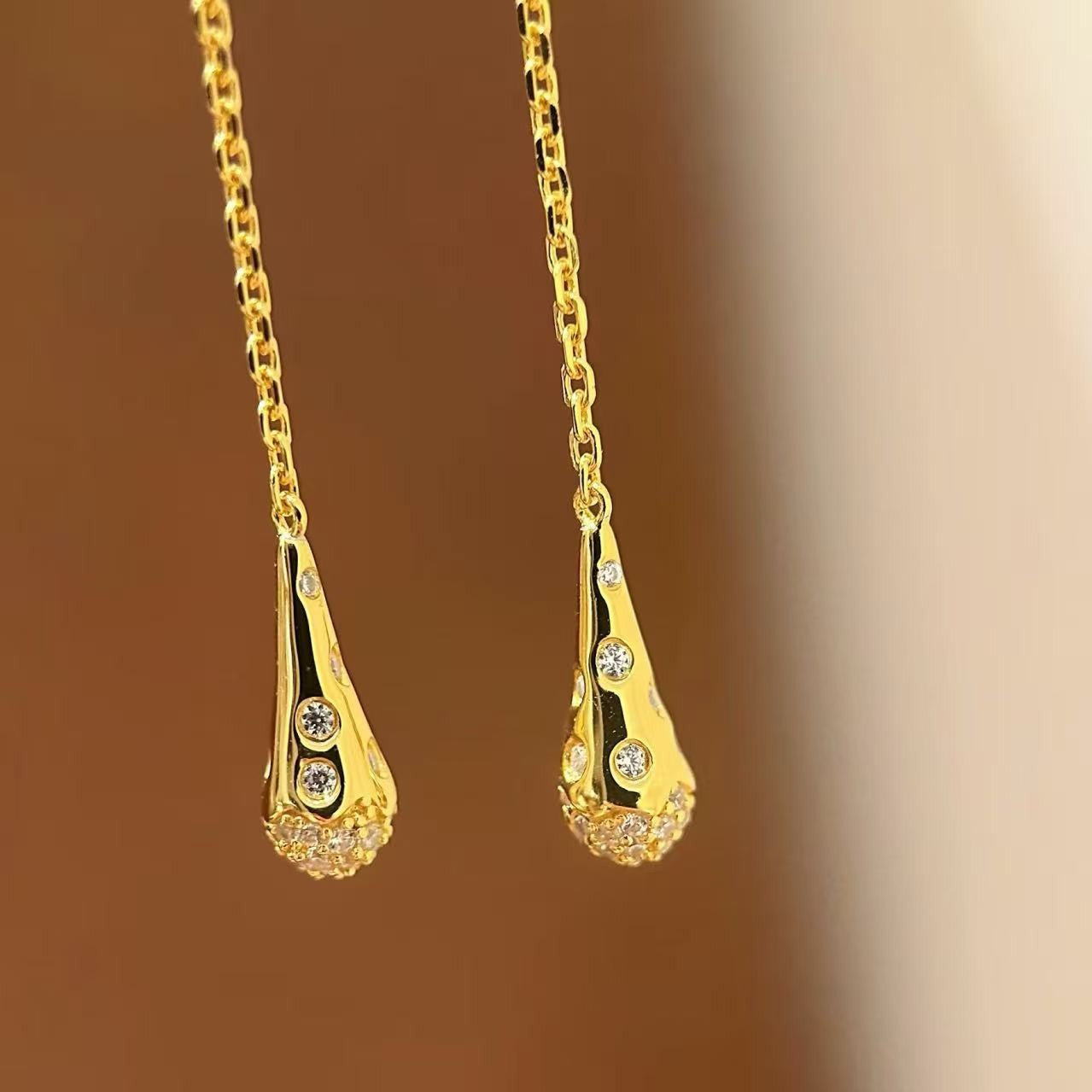 Sterling Silver S925 Vintage Long Rachel Earrings Unique Niche Design High-end Light Luxury Versatile Personality Drop Earrings