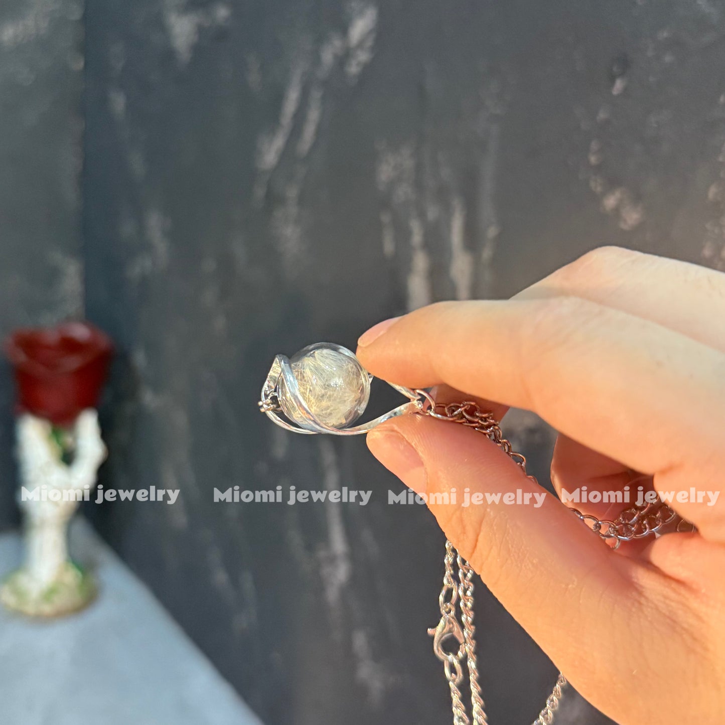 whimsical Natural Dandelion Puff Necklace