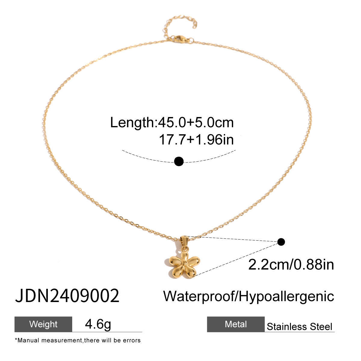 Stainless Steel Flower Pendant Necklace High-End Ins Collarbone Chain Titanium Steel Choker Jewelry