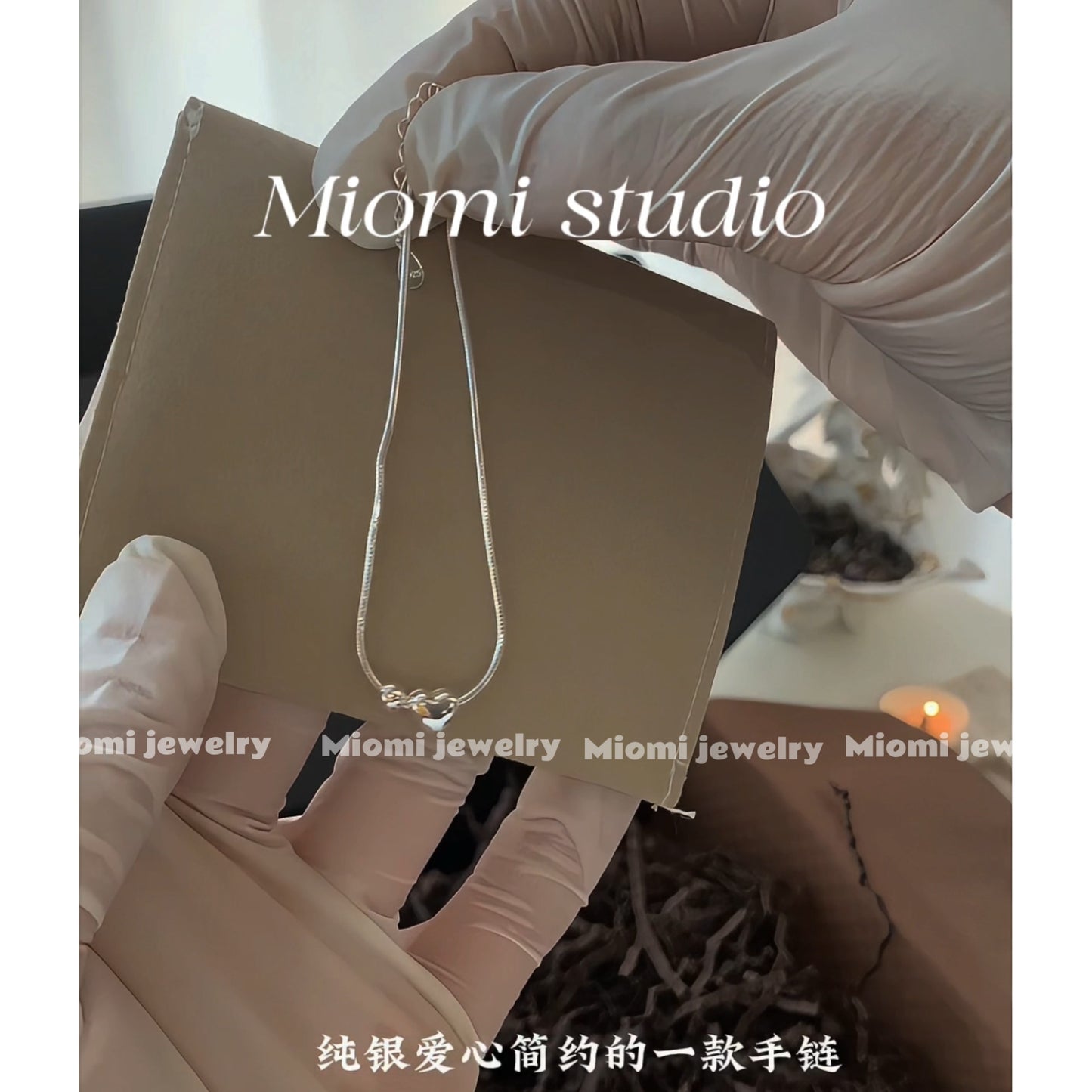 Miomi S925 silver heart simple daily bracelet