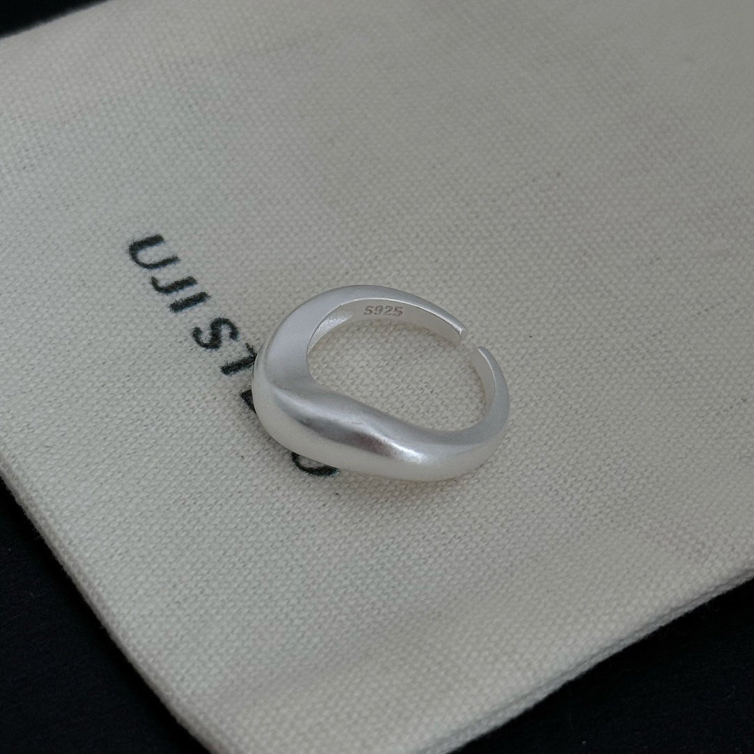S925 Sterling Silver Irregular Wave Matte Ring for Women Korean Simple Niche Design Versatile Ring
