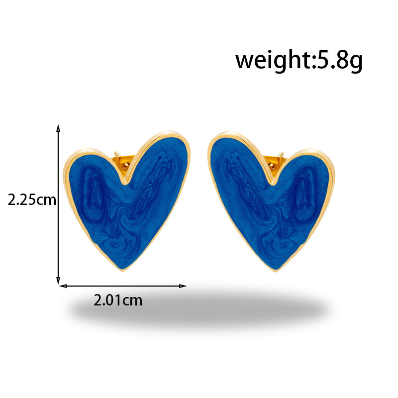 gold plated Titanium Steel Simple Versatile Stainless Steel Oil Painting Heart necklace
