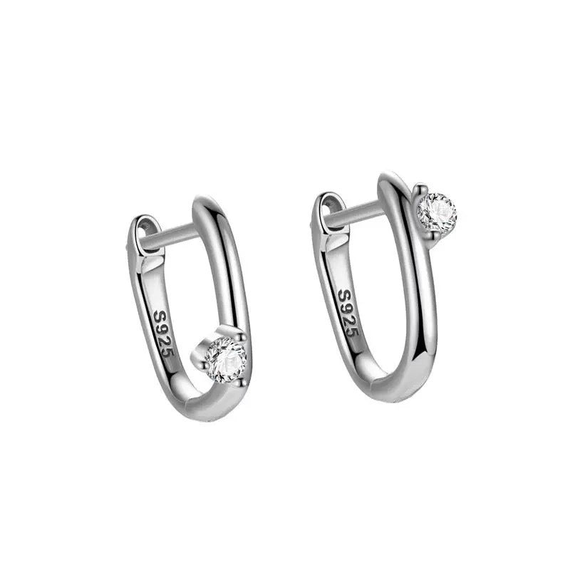 Simple Love Full S925 Silver Plated 18K Gold Earrings Minimalist High-end Asymmetric Zircon Ear Clips Ear Jewelry