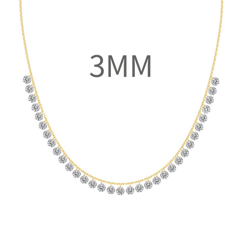S925 Silver Single Diamond Drilled Water Drop Shape Zircon Multi-size Pendant Necklace Light Luxury High-end Feel Layered Wear