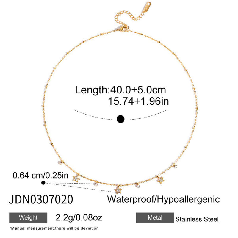 Titanium Steel Zircon Necklace for Women, Light Luxury High-End Clavicle Chain, Non-Fading Stainless Steel Jewelry