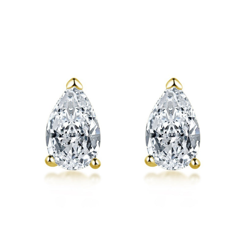 Cross-Border Hot-Selling S925 Sterling Silver Sugar Cube Earrings Four-Prong White Pear-Shaped Heart-Shaped Oval Water Drop Super Sparkling Earrings