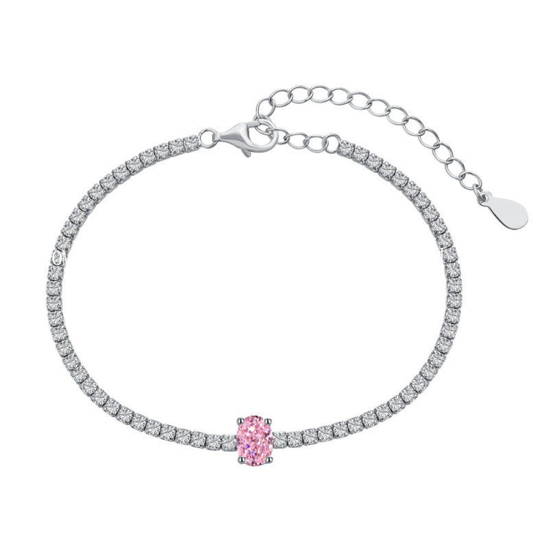 S925 Sterling Silver Bracelet for Women with Heart Zircon Inlay, Exquisite Tennis Bracelet for Women, Business Jewelry