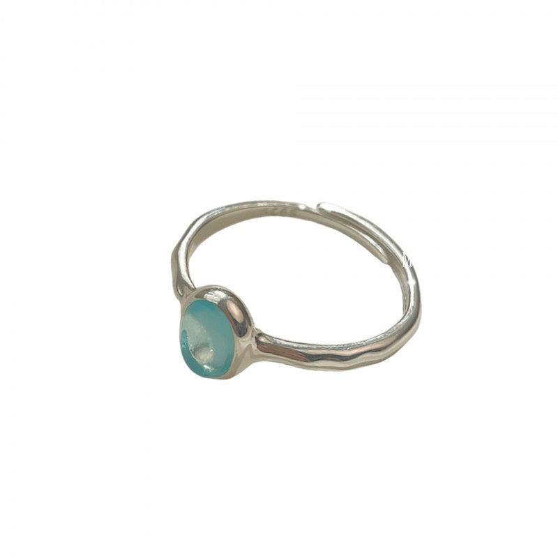 S925 Silver Aquamarine Bracelet Set Irregular Cut Gemstone Series Silver