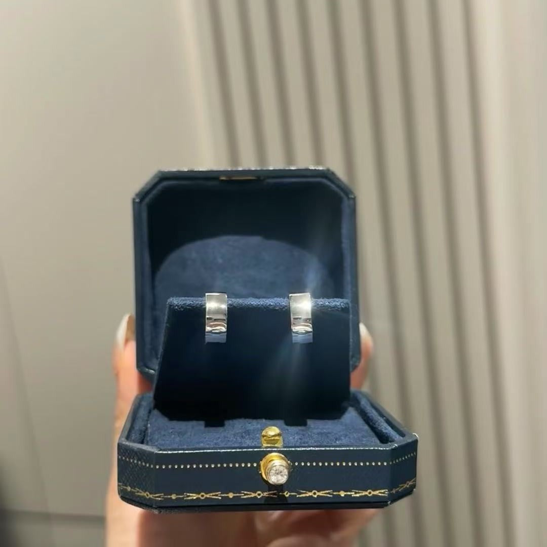 Pure Silver S925 Micro Inlaid Full Diamond Round Single Row Trendy Earrings Personality Cool High-end Exquisite Fashion