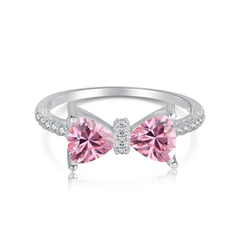 925 Sterling Silver Women's INS Heart Pink Ring Pink Diamond Sugar Cube Super Sparkling High Carbon Diamond Ring Wedding Ring