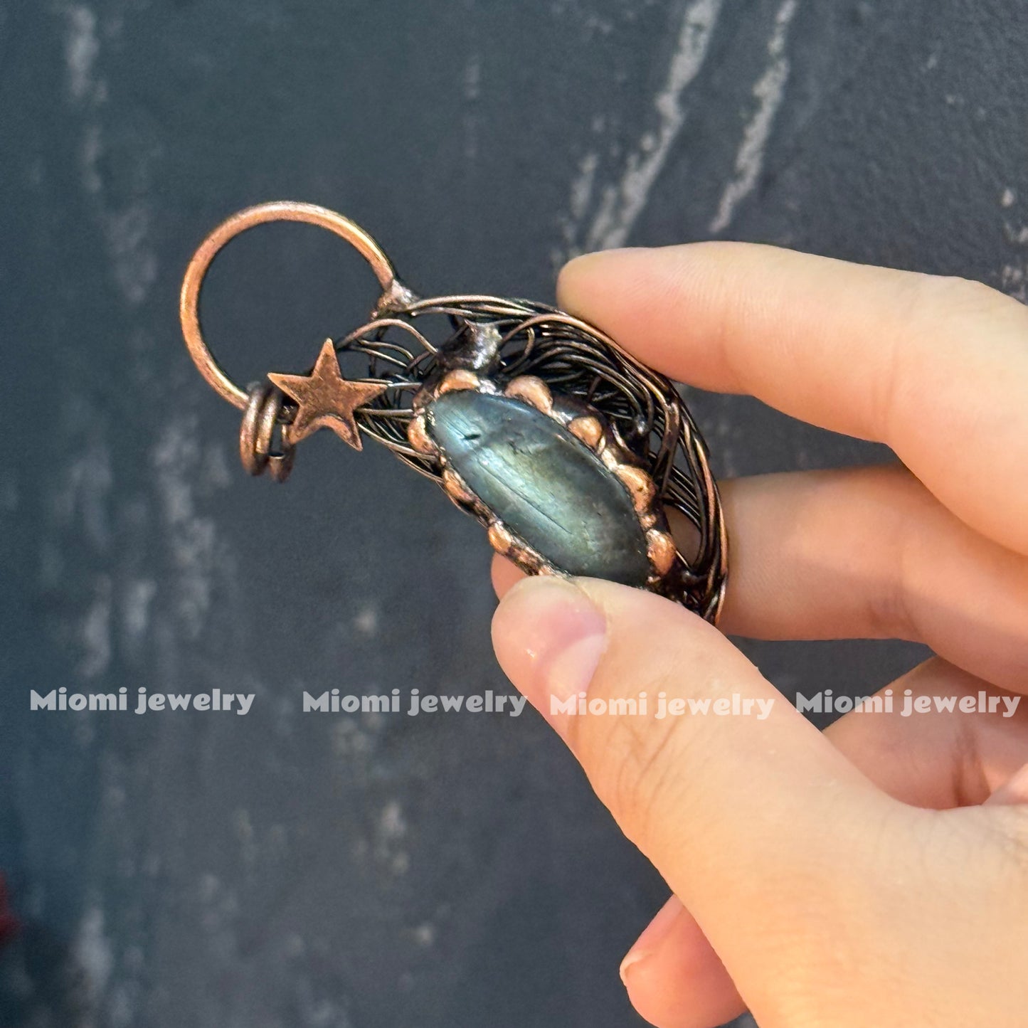 Natural Labradorite Pendant, DIY Handmade (Fully Handcrafted, Each One Unique)vintage whimsical witch
