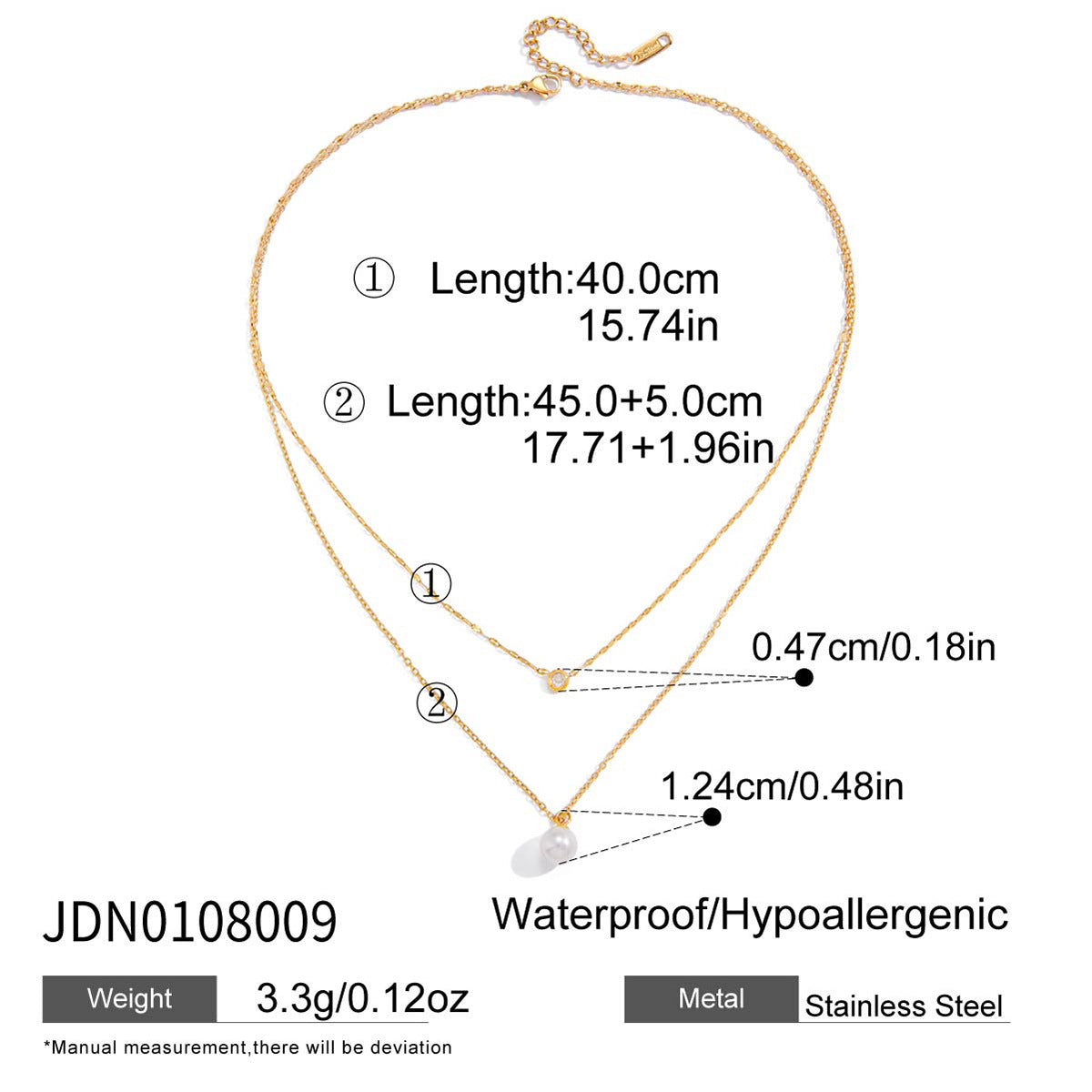 Titanium Steel Imitation Pearl Necklace Light Luxury High-end Clavicle Chain Stainless Steel Jewelry Zircon Jewelry