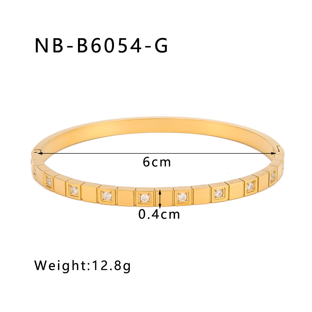 Hot-Selling Zircon Heart-Shaped Quadrilateral Geometric White Zircon Green Zircon Titanium Steel Real Gold Plated Color-Retaining Jewelry Bracelet