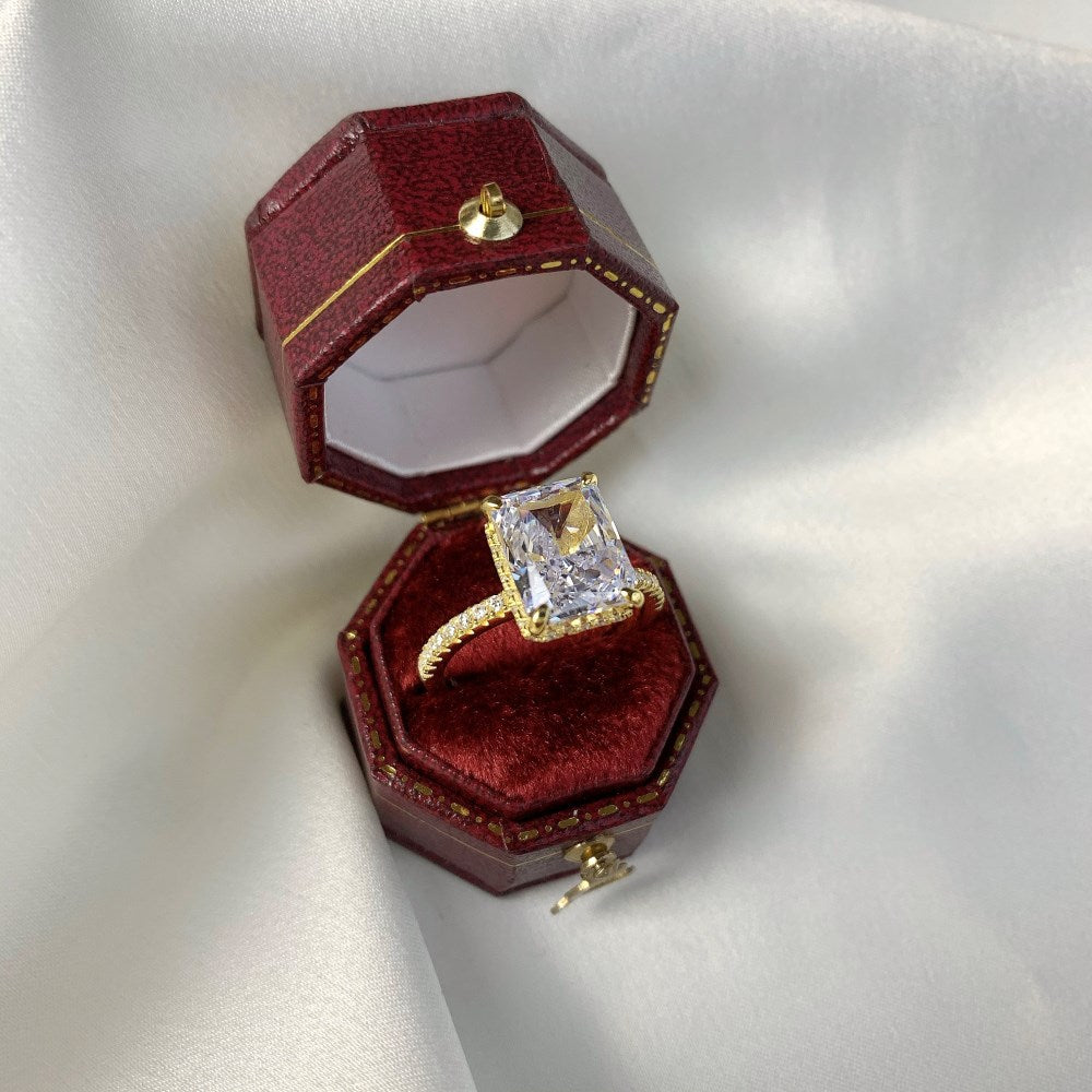 High Carbon Diamond Jewelry S925 Sterling Silver Heavy Craft Ring for Women 8A Zircon Square Ice Flower Cut Gemstone Ring
