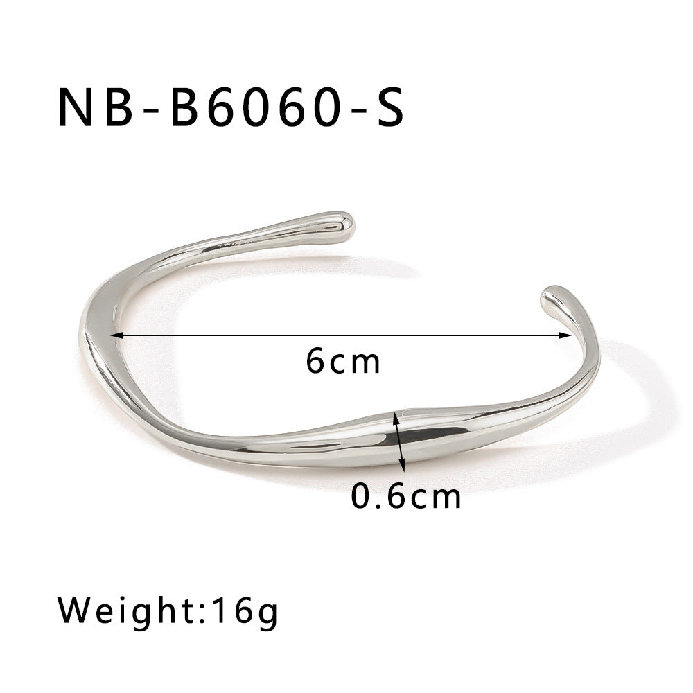 Hot-Selling Zircon Heart-Shaped Quadrilateral Geometric White Zircon Green Zircon Titanium Steel Real Gold Plated Color-Retaining Jewelry Bracelet
