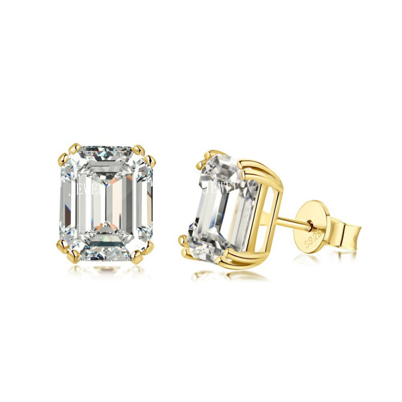Cross-Border Hot-Selling S925 Sterling Silver Sugar Cube Earrings Four-Prong White Pear-Shaped Heart-Shaped Oval Water Drop Super Sparkling Earrings