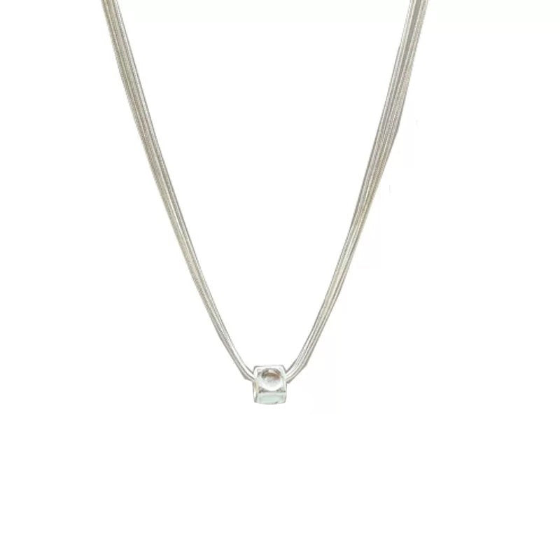 S925 Sterling Silver Multi-layer Brushed Square Snake Bone Necklace Niche High-end Clavicle Chain Elegant Minimalist Sweater Chain