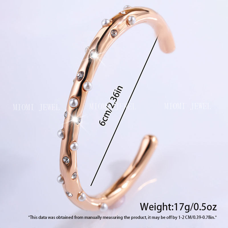 Stainless Steel Bracelet Trendy Inlaid Pearl Bracelet Women's Titanium Steel Retro Versatile Hand Jewelry
