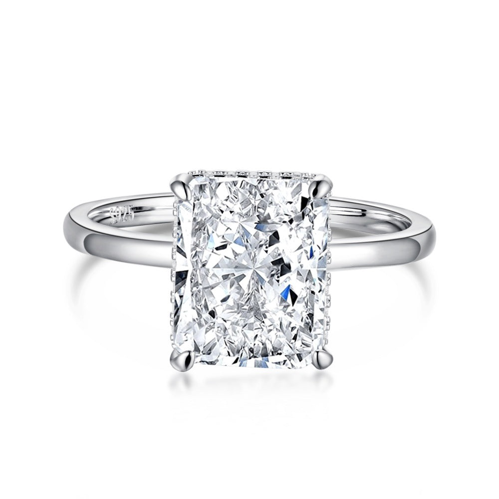 S925 Sterling Silver Ring for Women 8A Ice Flower Cut Zircon Inlaid Geometric Heart High-end Feel Women's Jewelry