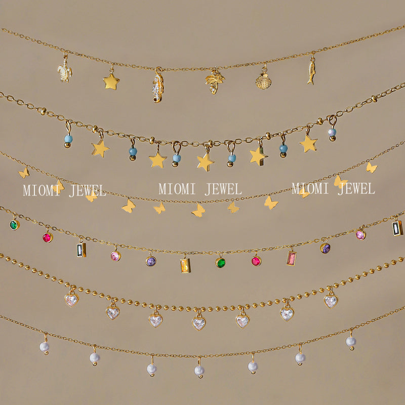 Titanium Steel Zircon Necklace for Women, Light Luxury High-End Clavicle Chain, Non-Fading Stainless Steel Jewelry