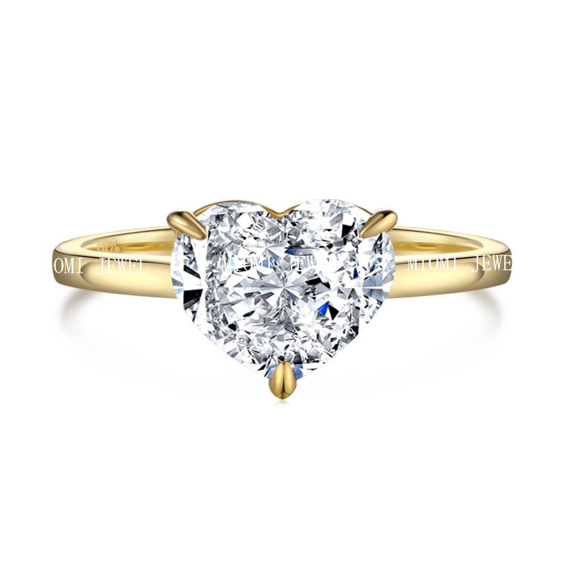 S925 Sterling Silver Ring for Women 8A Ice Flower Cut Zircon Inlaid Geometric Heart High-end Feel Women's Jewelry