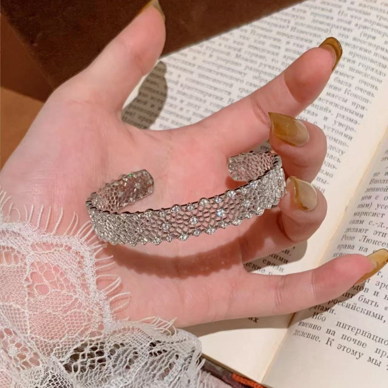 Sterling Silver S92 High Carbon Diamond Lace Bracelet Starry Sky Sparkling High-end Luxury Bracelet