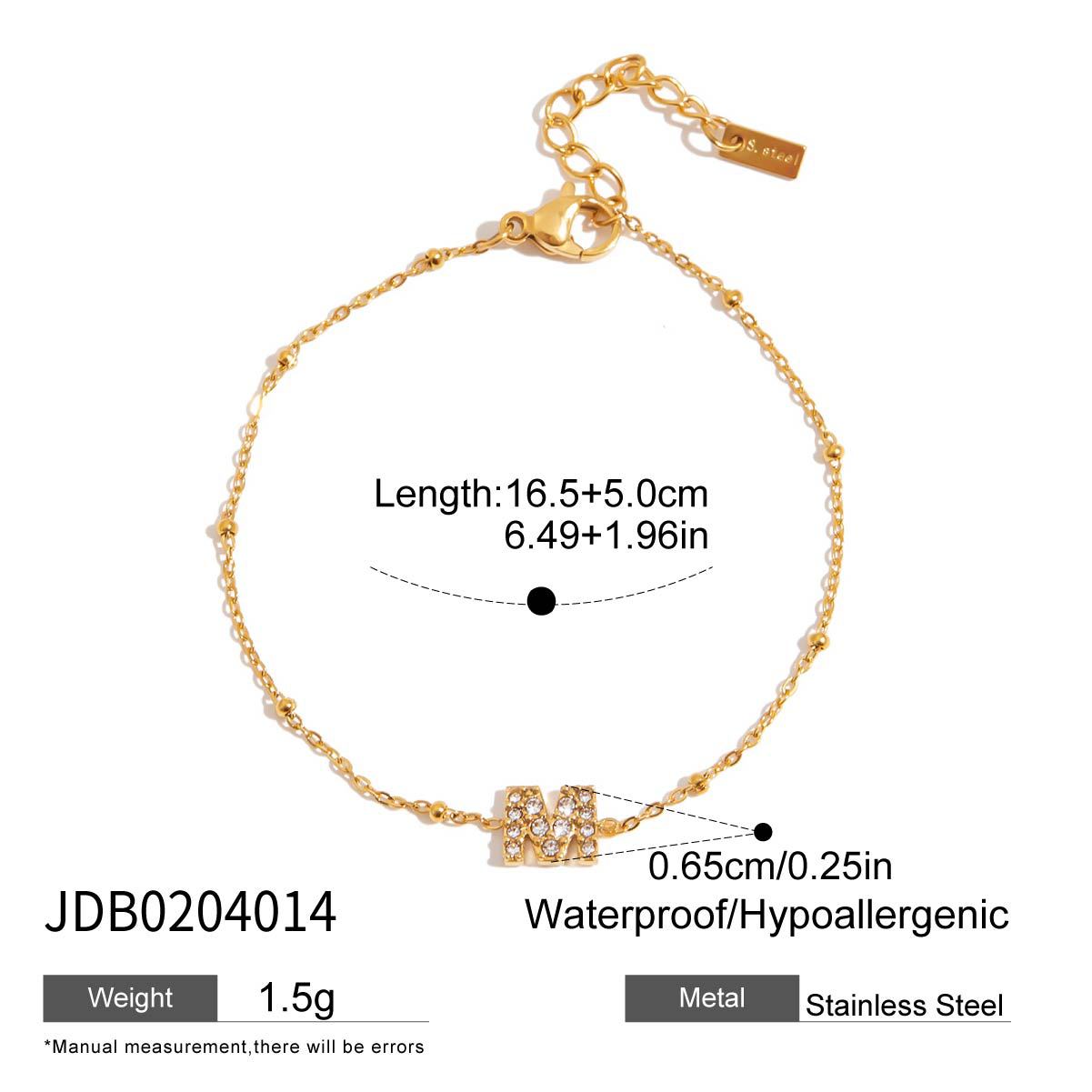 Jie Ding Stainless Steel Rhinestone Buckle Bracelet Light Luxury High-Grade Jewelry Women's Non-Fading Titanium Steel Ornament