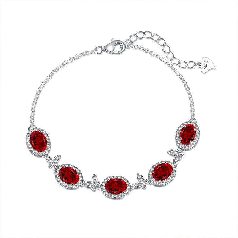 S925 Sterling Silver Inlaid Natural Crystal Stone Butterfly Bracelet Multi-color Crystal Clear Healing Fashion Design Women's Style