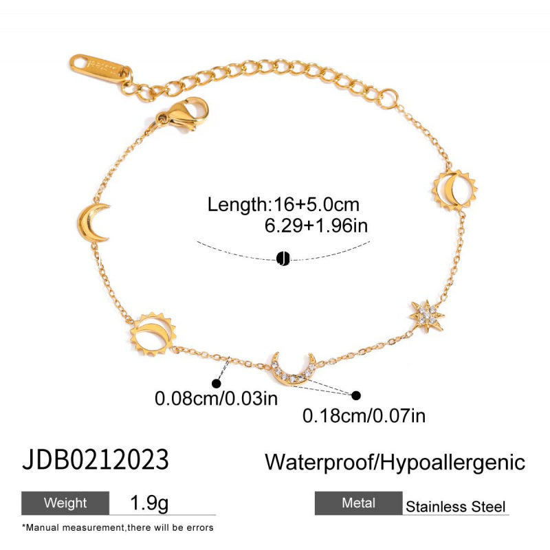 Stainless Steel Heart Zircon Bracelet Light Luxury High-end Titanium Steel Bangle Non-fading Women's Jewelry