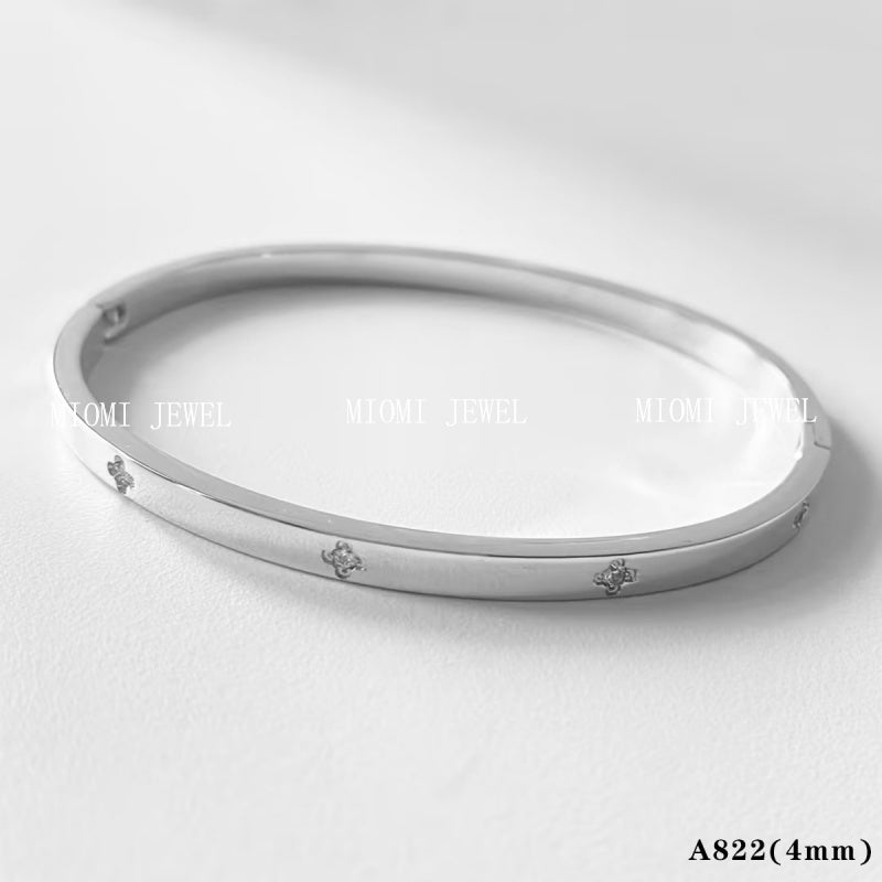 Stackable Irregular Texture Heart Jewelry Set Stainless Steel Vacuum Plating Non-Fading Autumn Winter Bracelet Bangle