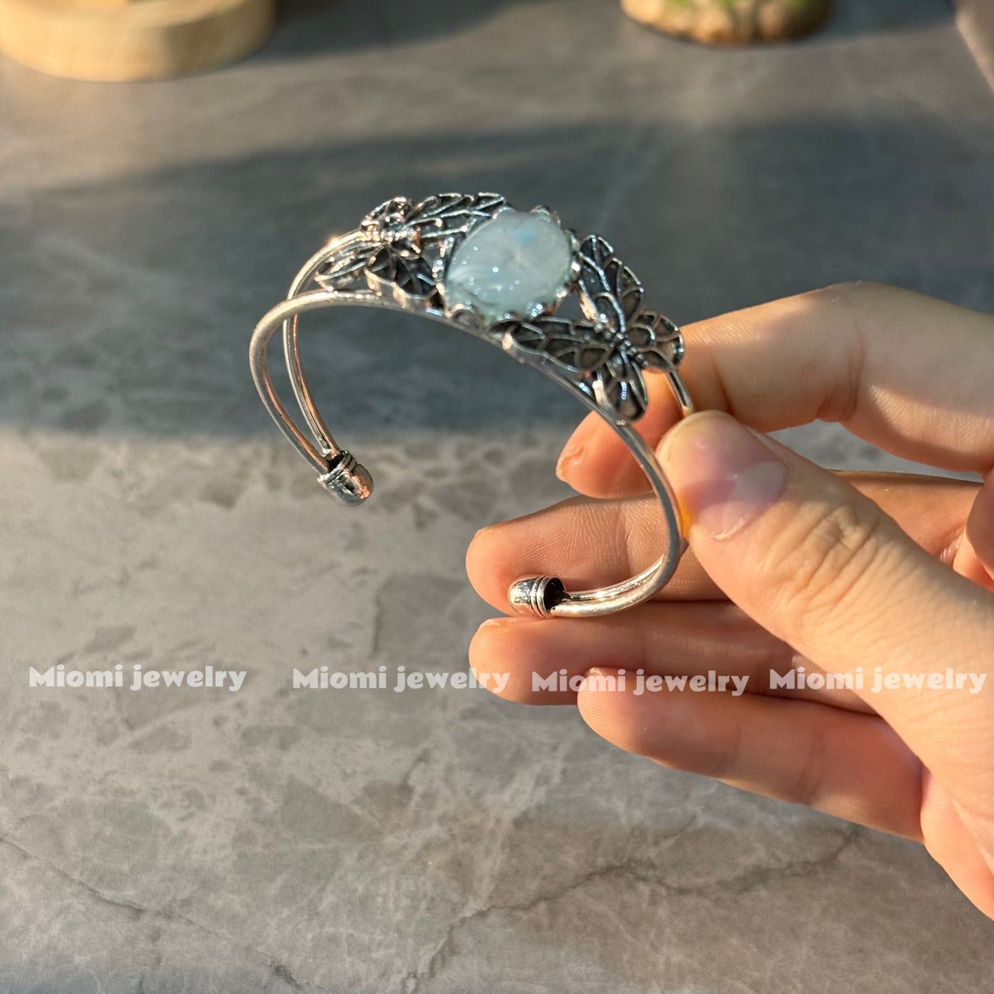 Bracelet silver vintage butterfly bangle whimsical bracelet