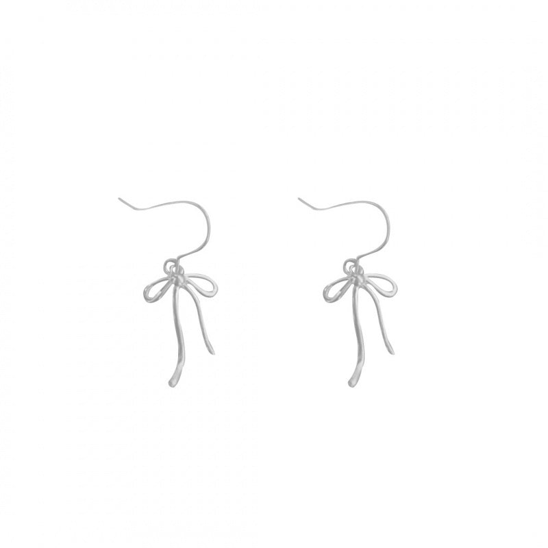 S925 Sterling Silver Bow Ribbon Earrings for Women Korean Niche Design High-end Feel Popular Stud Earrings