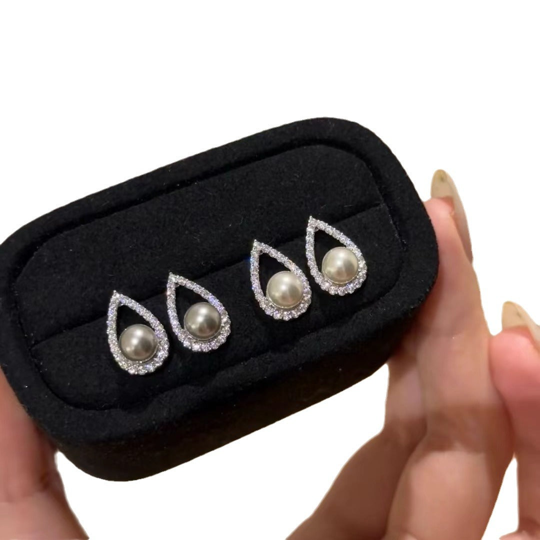 Sterling Silver S925 Light Luxury High-end Jewelry Natural Freshwater Pearl Mermaid Tear Pearl Earrings