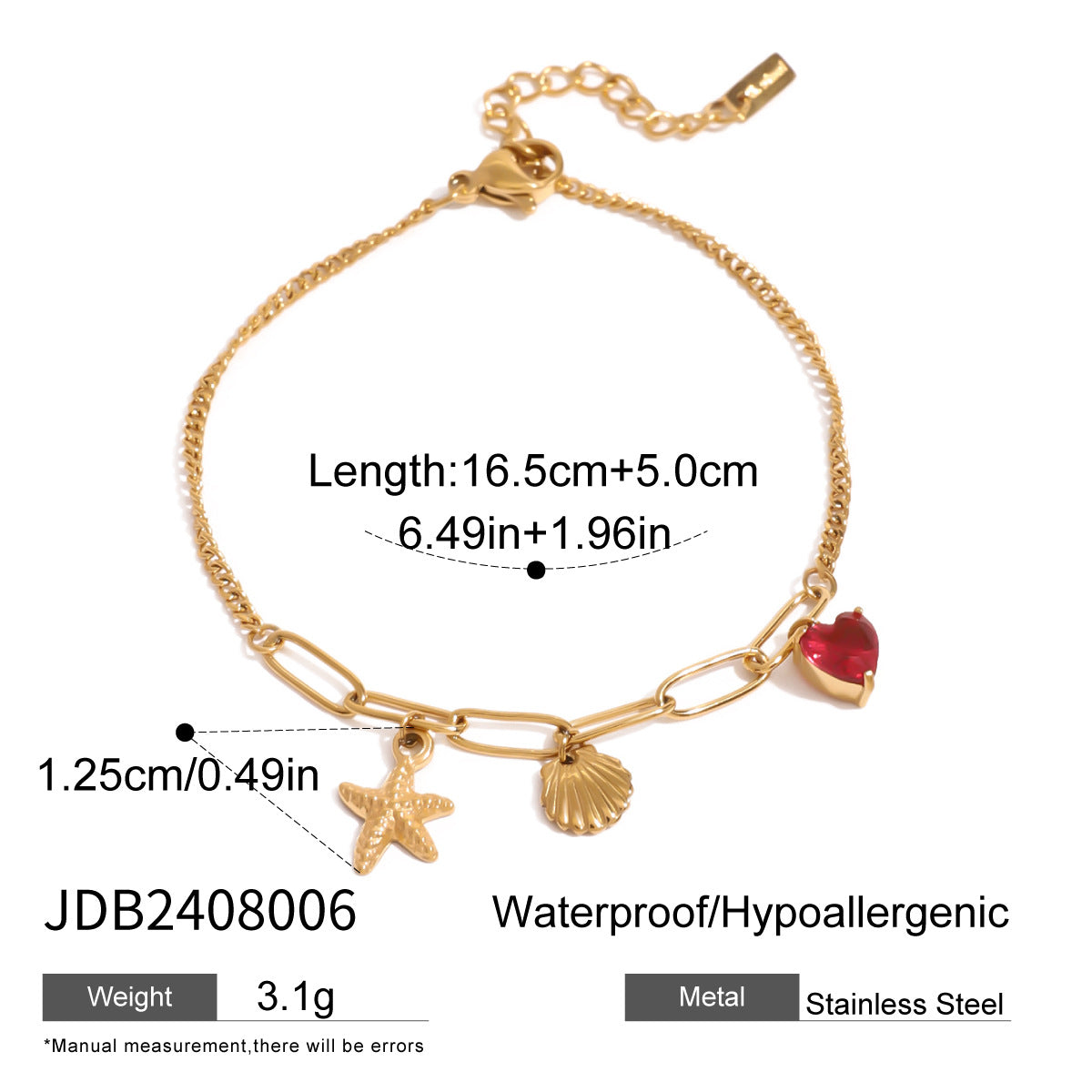 Stainless Steel Natural Stone Ocean DIY Bracelet High-end Personality Jewelry 18k Titanium Steel Accessories