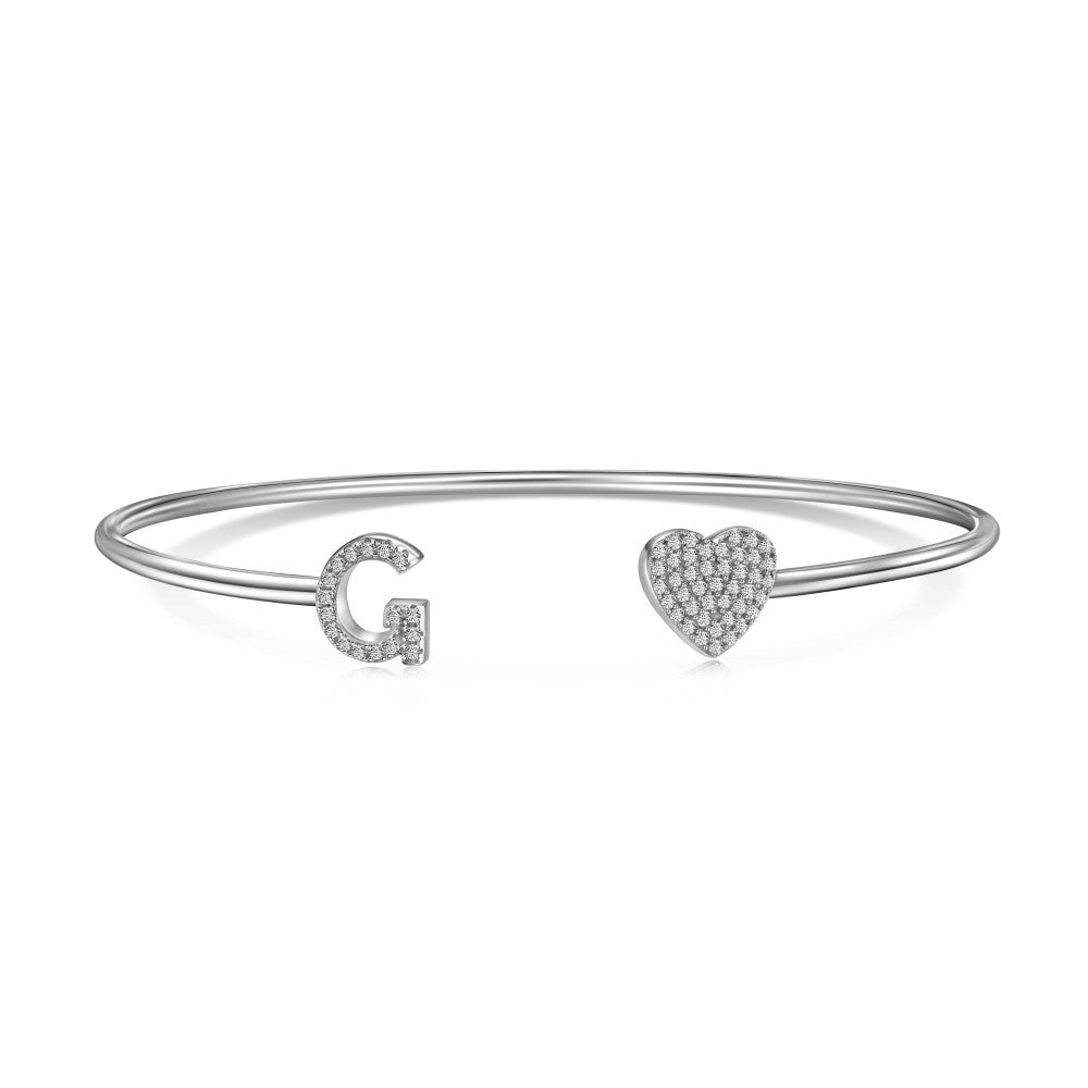 S925 Sterling Silver English Letter Bracelet for Women with Micro Pave Zirconia, Light Luxury Personality Style Bracelet