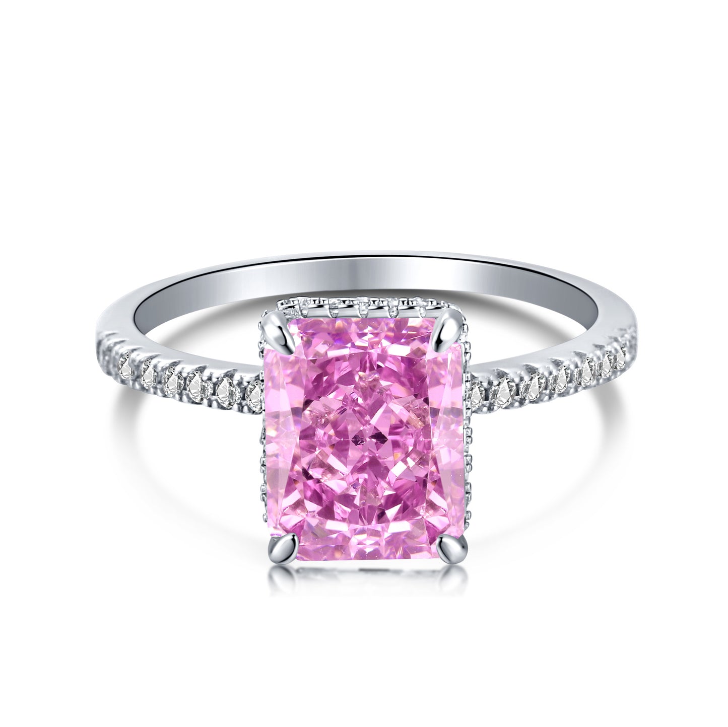 High Carbon Diamond Jewelry S925 Sterling Silver Heavy Craft Ring for Women 8A Zircon Square Ice Flower Cut Gemstone Ring