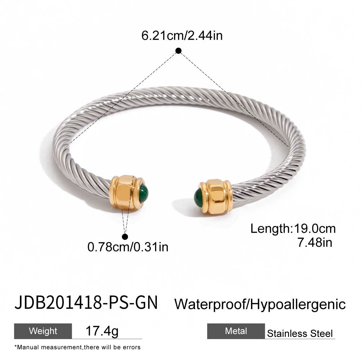 Natural Stone Titanium Steel Bracelet for Women, Non-Fading, Niche Open Bracelet, Stainless Steel Jewelry with a Sense of Sophistication