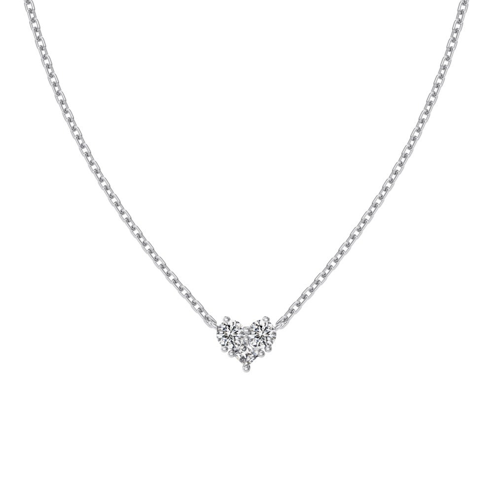 S925 Sterling Silver Heart Necklace for Women Inlaid with Zirconia Unique Niche Design Collarbone Chain