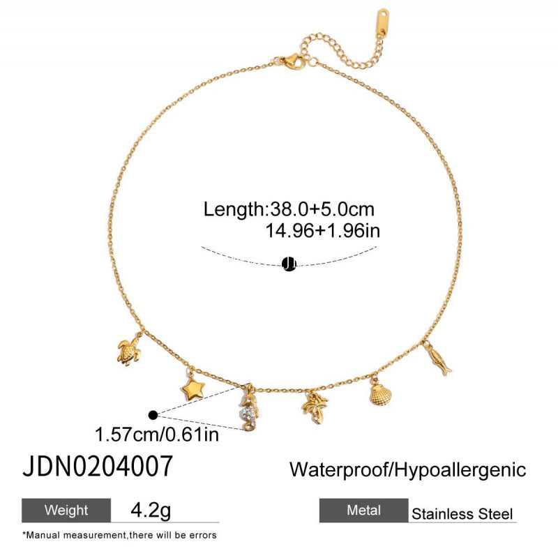Titanium Steel Zircon Necklace for Women, Light Luxury High-End Clavicle Chain, Non-Fading Stainless Steel Jewelry
