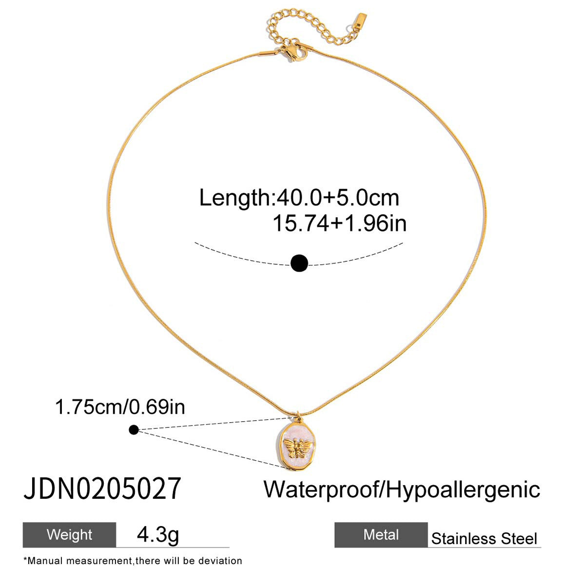 Stainless Steel 18k Gold Colorful Heart Pendant Necklace Layered Simple High-end Collarbone Chain