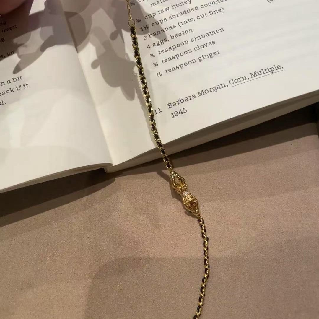 Elegant Vajra Black Gold Braided Bracelet for Women, Light Luxury Niche Exquisite Fashion Light Luxury Jewelry