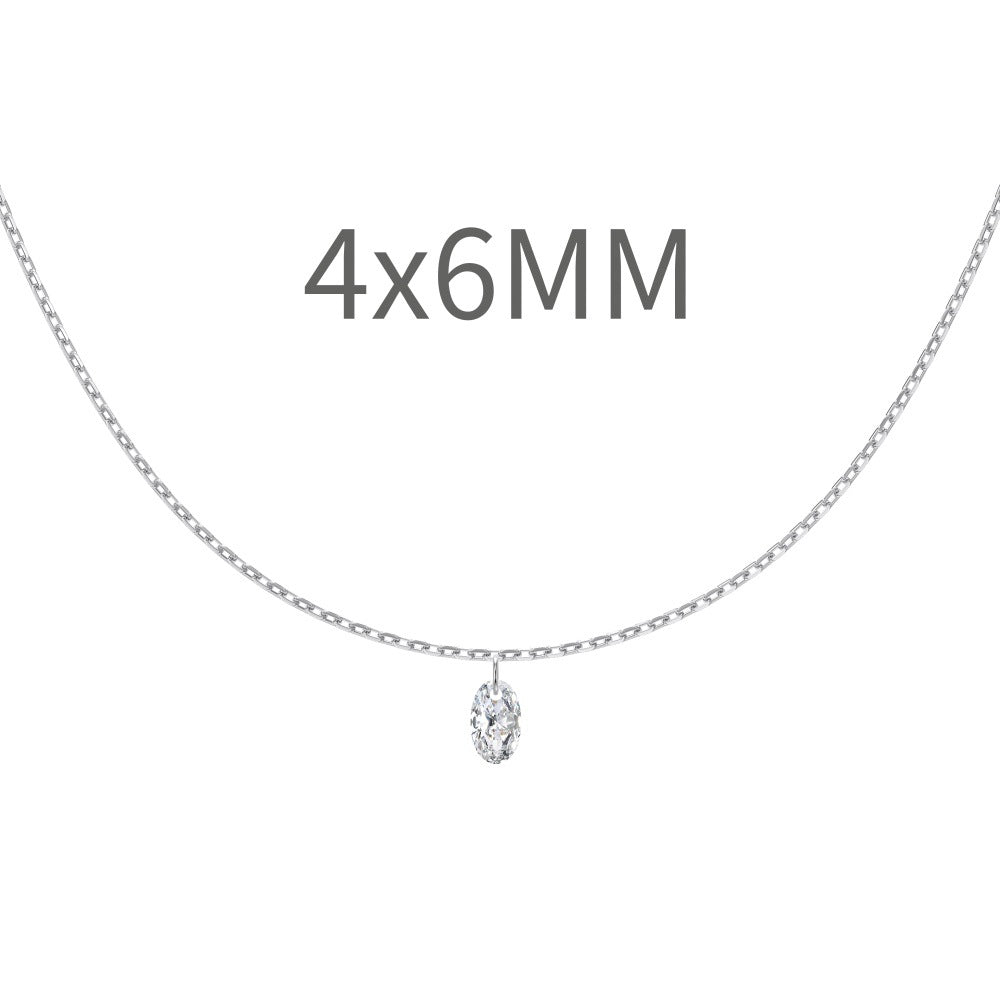 S925 Silver Single Diamond Drilled Water Drop Shape Zircon Multi-size Pendant Necklace Light Luxury High-end Feel Layered Wear