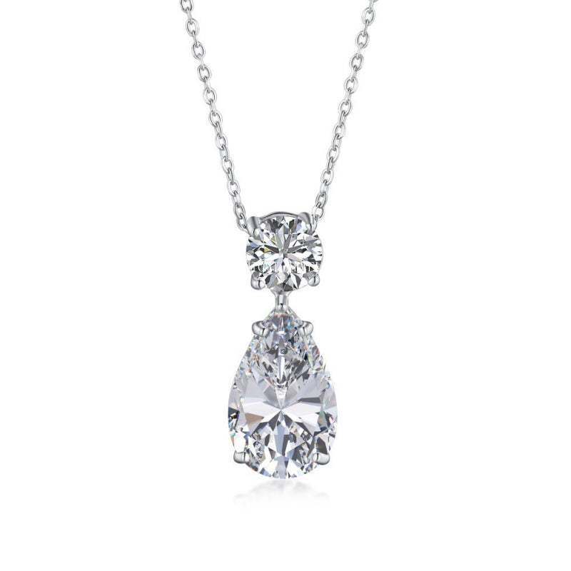 S925 Sterling Silver High Carbon Diamond Necklace for Women Ice Flower Cut Pink Heart Pendant Green Diamond High-end Collarbone Chain