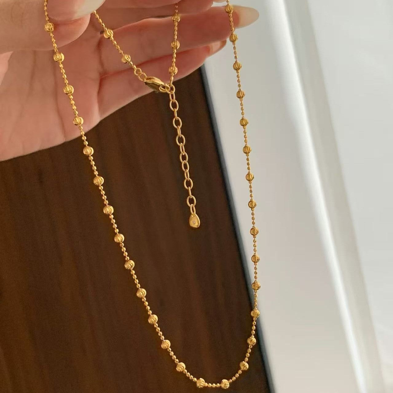 Pure Silver S925 Starry Sky Laser Sparkling Bead Necklace Light Luxury High-end Niche Design Versatile Layered Collarbone Chain