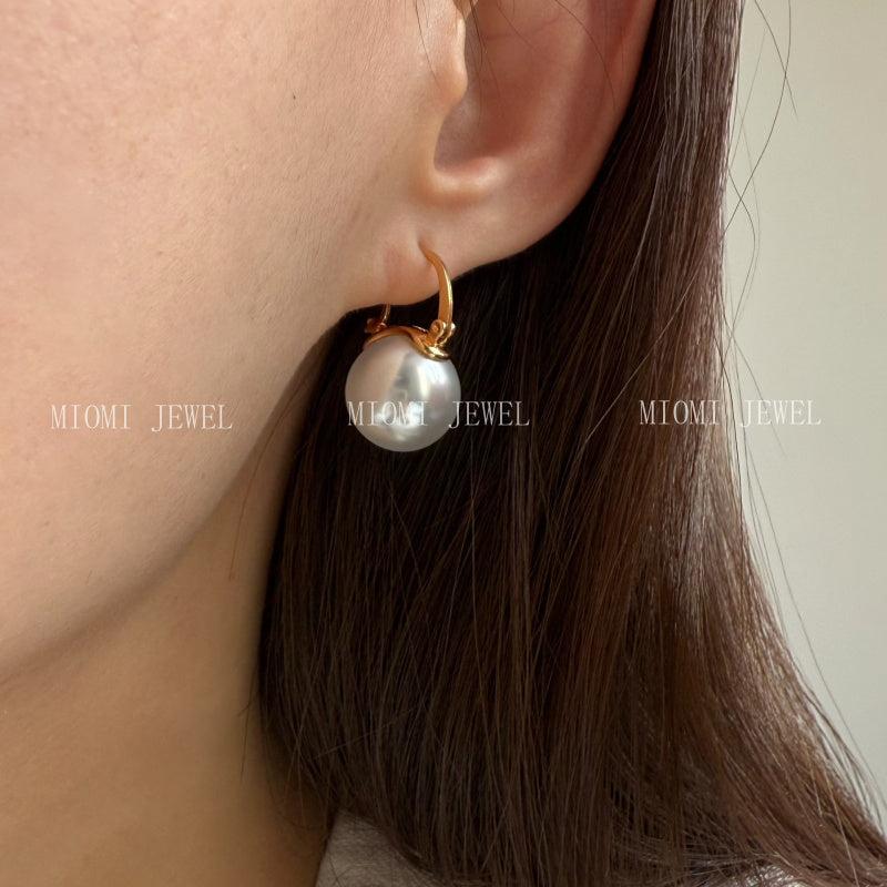 S925 Sterling Silver Dong Qing Same Style Flower Basket Shijia Pearl Earrings for Women Light Luxury High-end Bucket Style Ear Clips Trendy Ear Studs