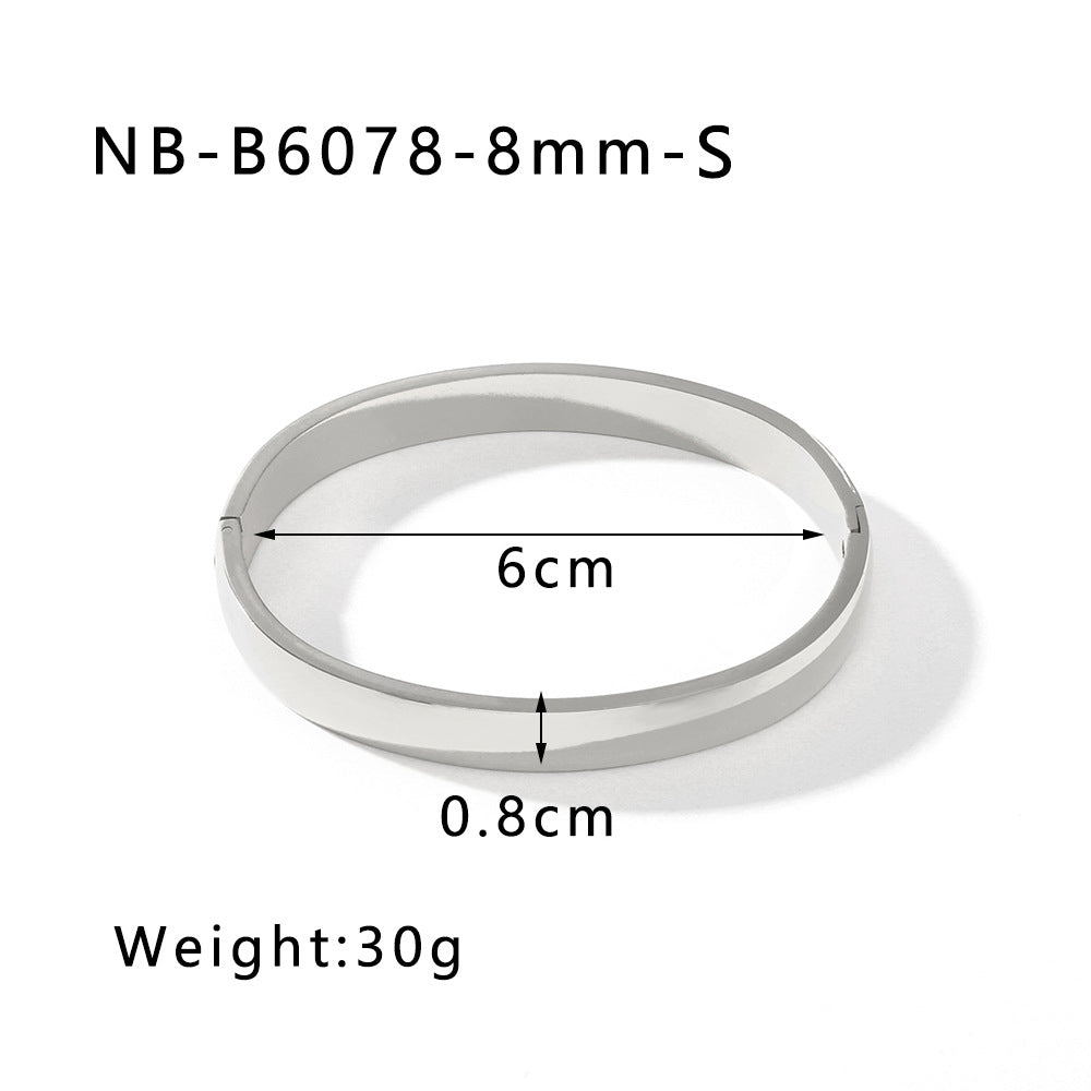 Hot-Selling Zircon Heart-Shaped Quadrilateral Geometric White Zircon Green Zircon Titanium Steel Real Gold Plated Color-Retaining Jewelry Bracelet