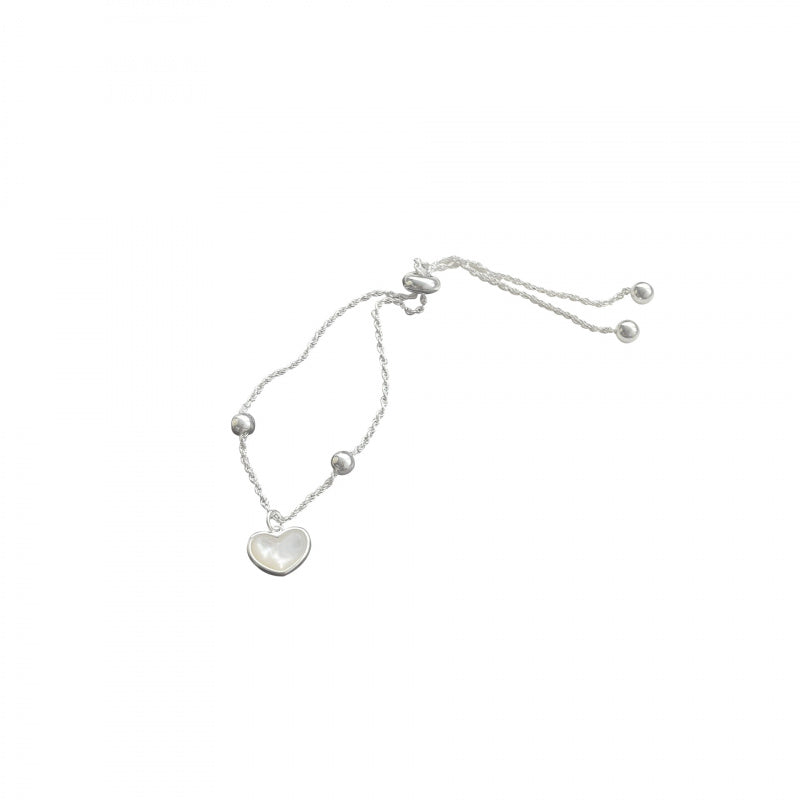 S925 Sterling Silver Heart Mother-of-Pearl Twist Pull Bracelet for Women Korean Niche Design High-End Popular Jewelry