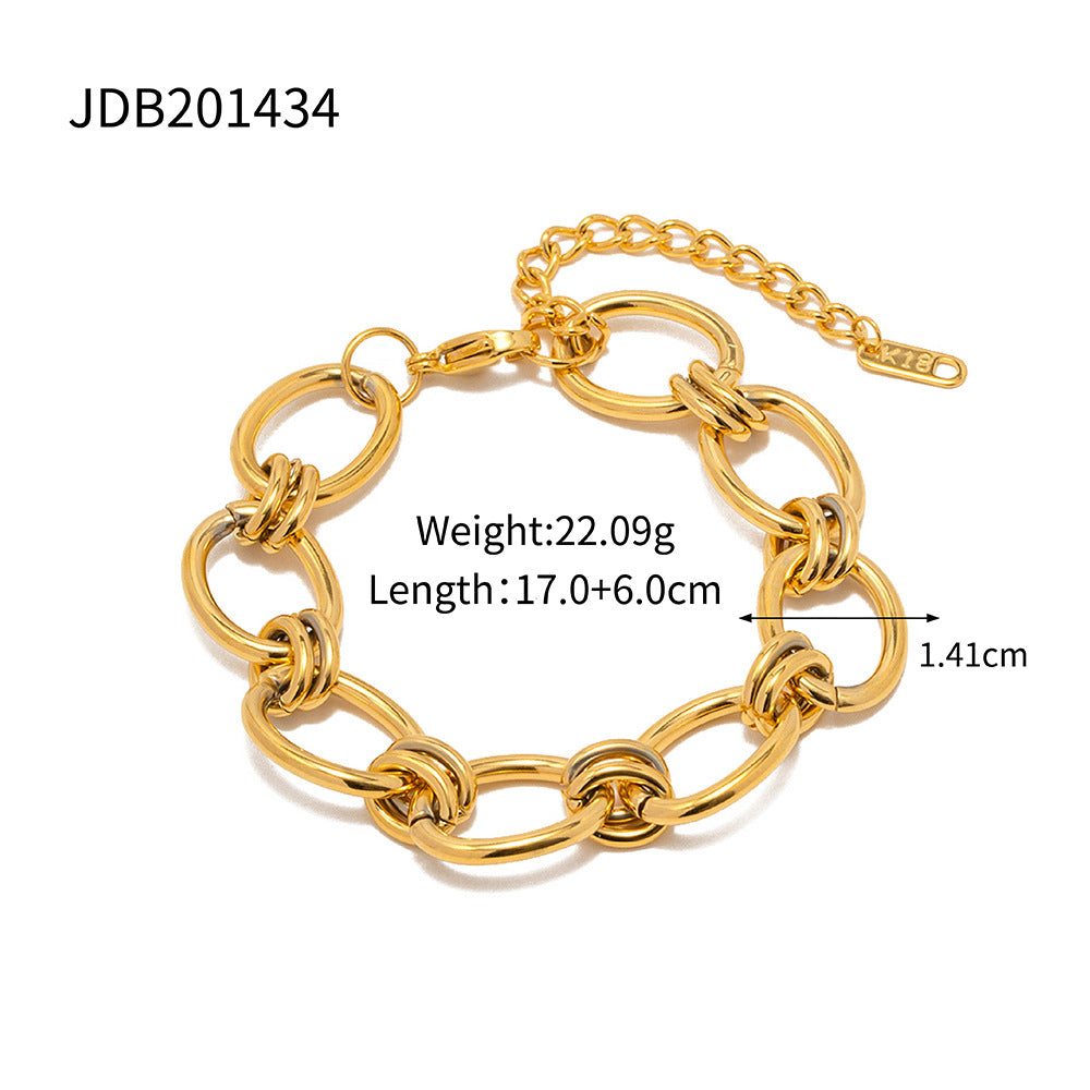 Ins Style 18K Gold Thick Chain Stainless Steel Bracelet Versatile Titanium Steel Non-Fading Bracelet Jewelry